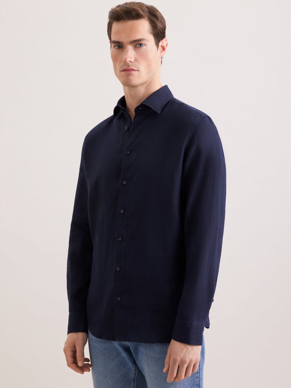 Seidensticker Leinenhemd Herren Slim Fit blau, 39