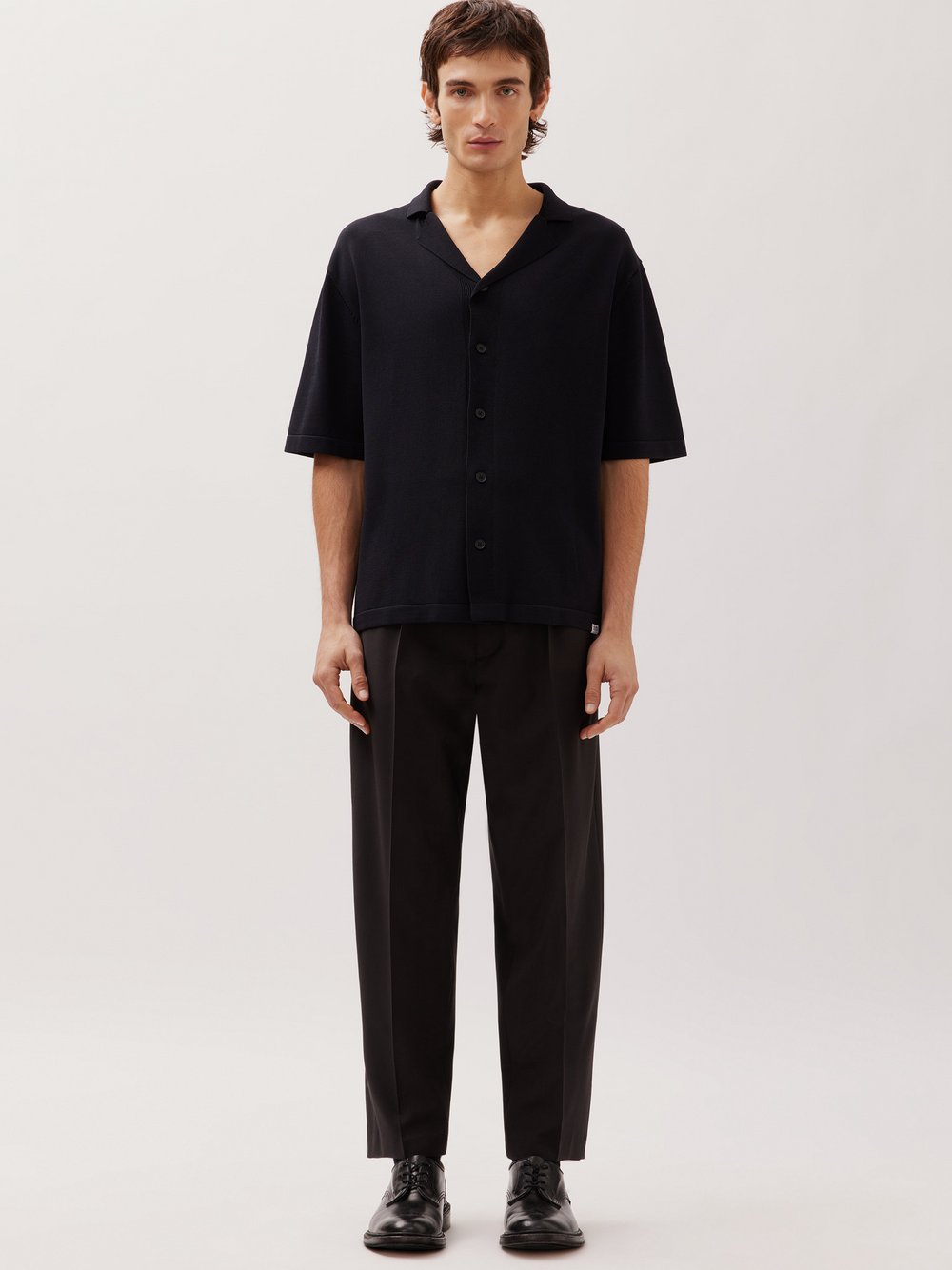 Thumbnail - Studio Seidensticker Strickhemd Herren Regular Fit Viskose schwarz, S