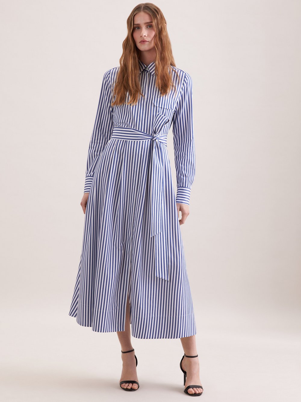 Seidensticker Kleid Damen Baumwolle blau gestreift, 44