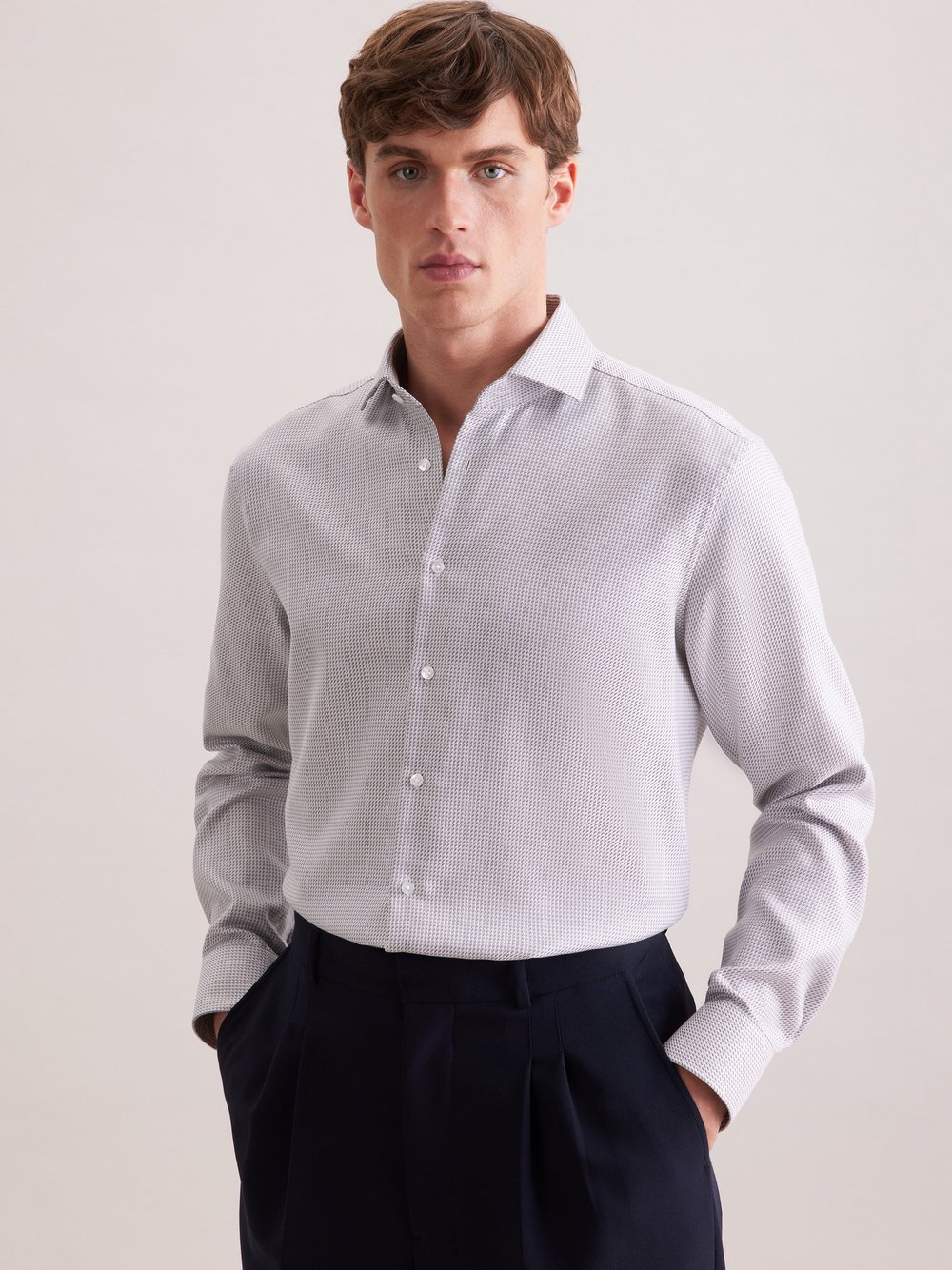 Thumbnail - Seidensticker Business Hemd Herren Regular Fit Baumwolle rosa gemustert, 48