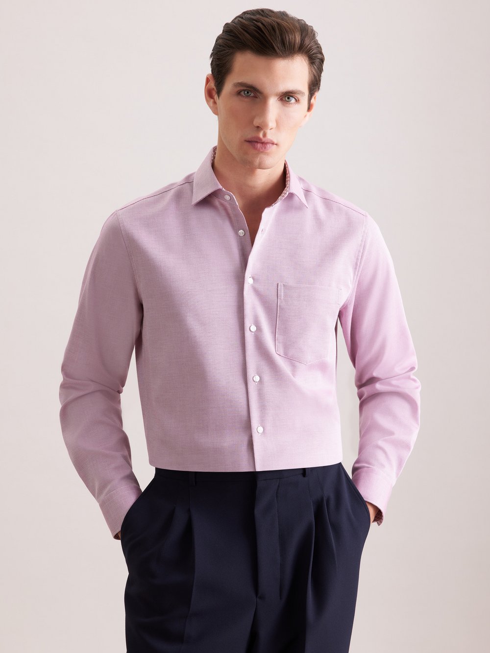 Thumbnail - Seidensticker Business Hemd Herren Regular Fit Baumwolle pink strukturiert, 39