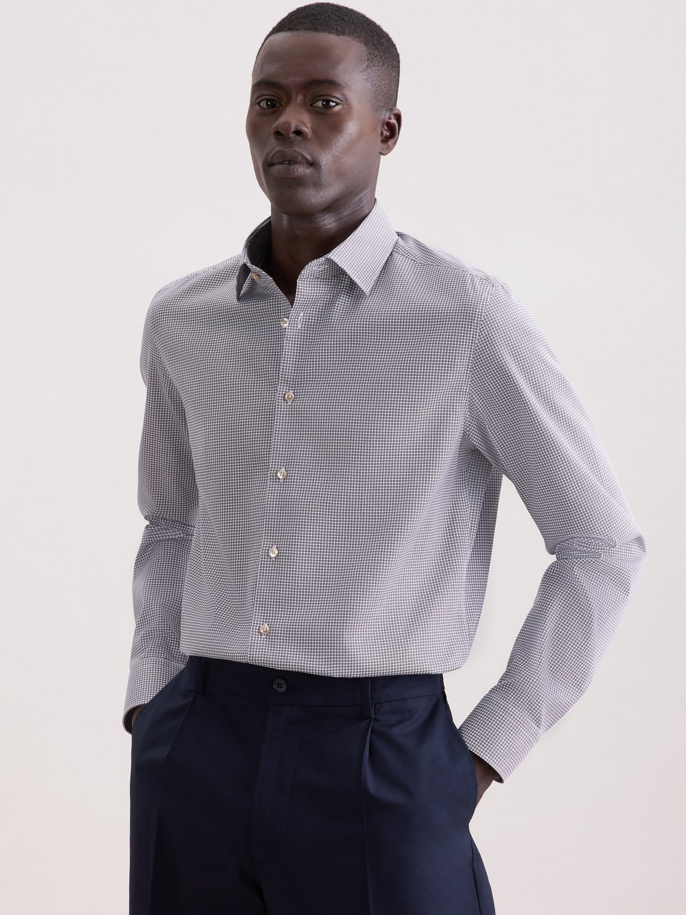 Seidensticker Business Hemd Herren Slim Fit Baumwolle beige bedruckt, 41