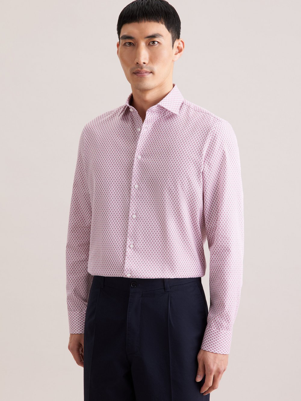 Seidensticker Business Hemd Herren Slim Fit Baumwolle rot bedruckt, 44