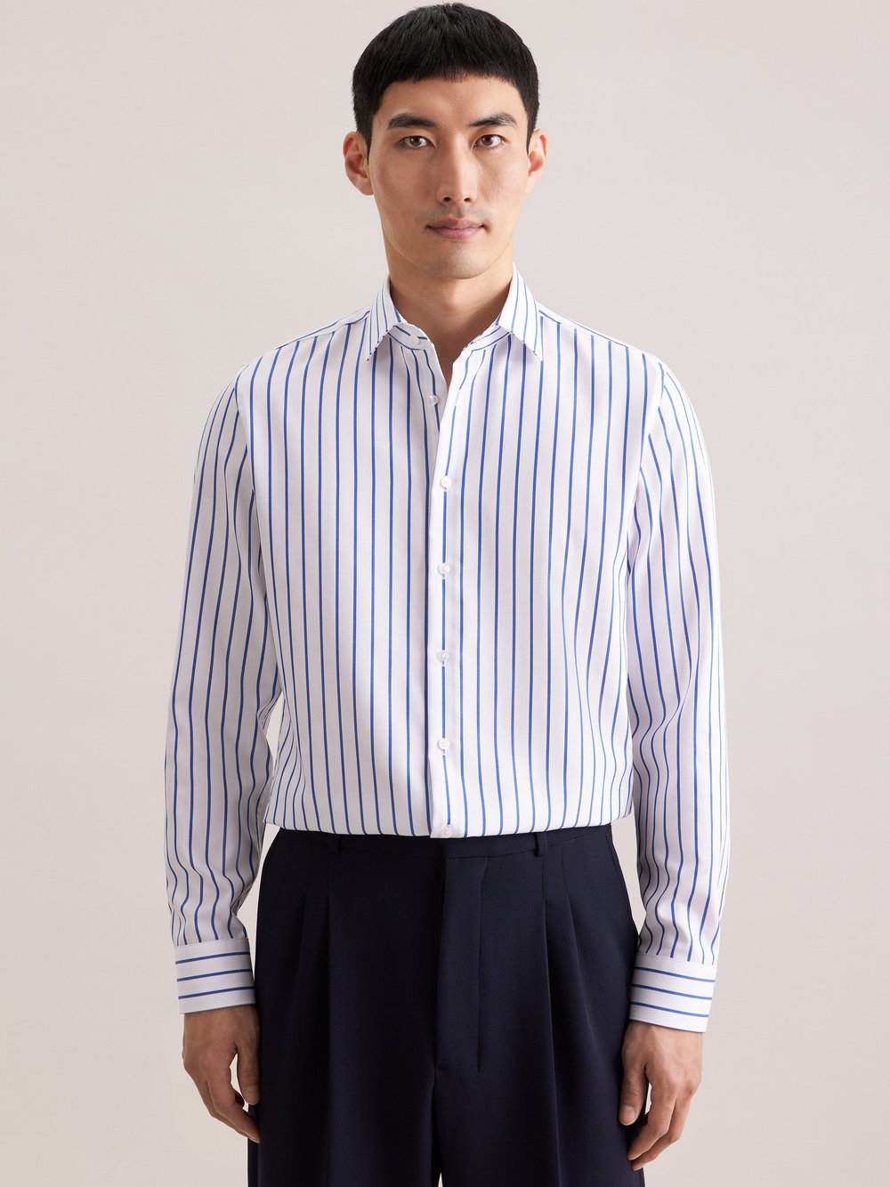 Thumbnail - Seidensticker Business Hemd Herren Slim Fit Baumwolle weiß gestreift, 40