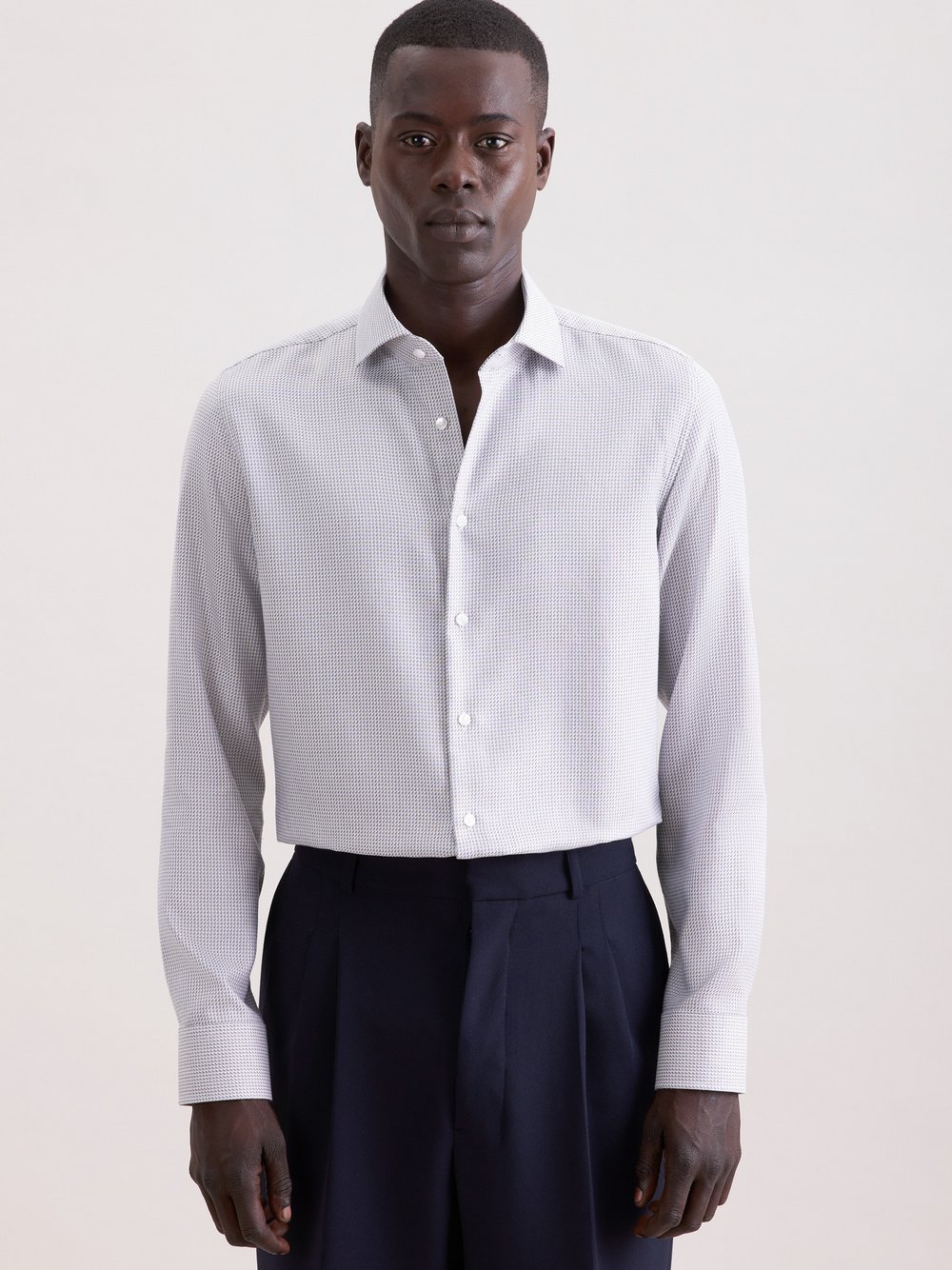 Seidensticker Business Hemd Herren Slim Fit Baumwolle beige gemustert, 39