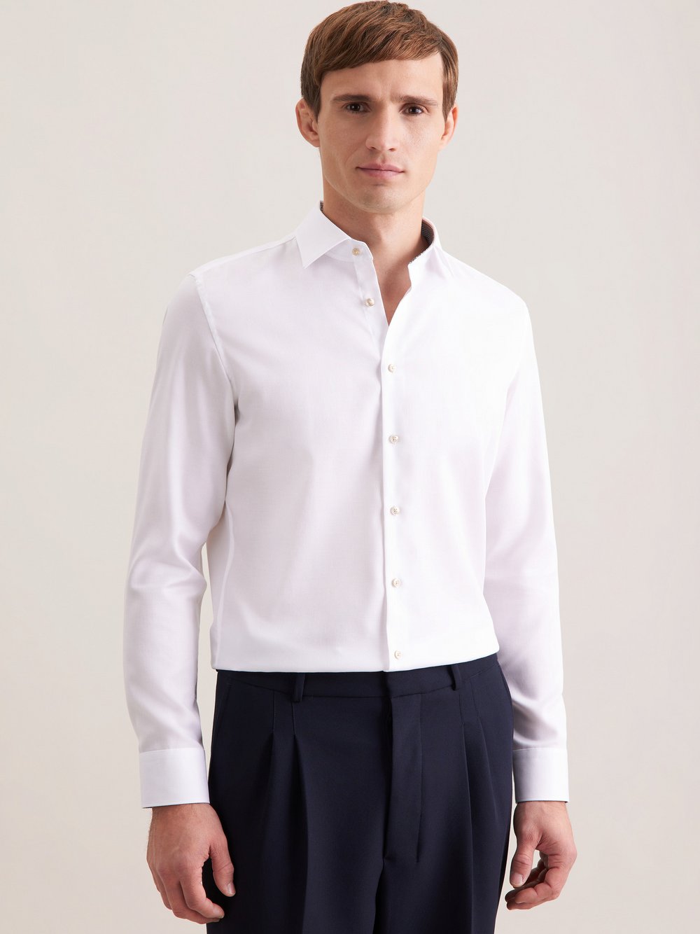 Seidensticker Business Hemd Herren Super Slim Fit Baumwolle weiß strukturiert, 44