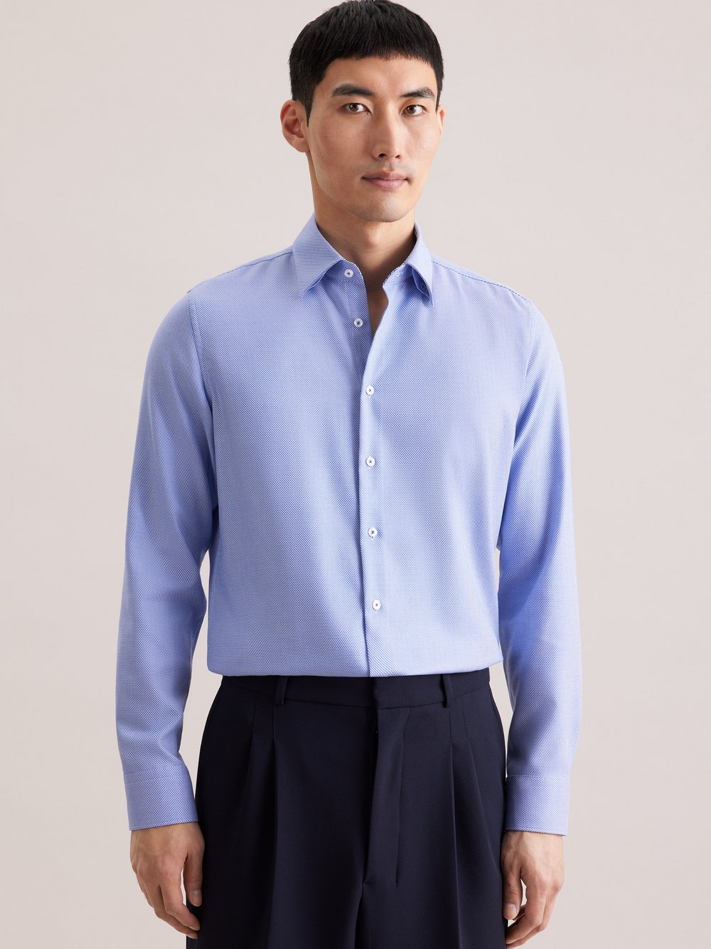 Seidensticker Business Hemd Herren Super Slim Fit Baumwolle blau strukturiert, 38