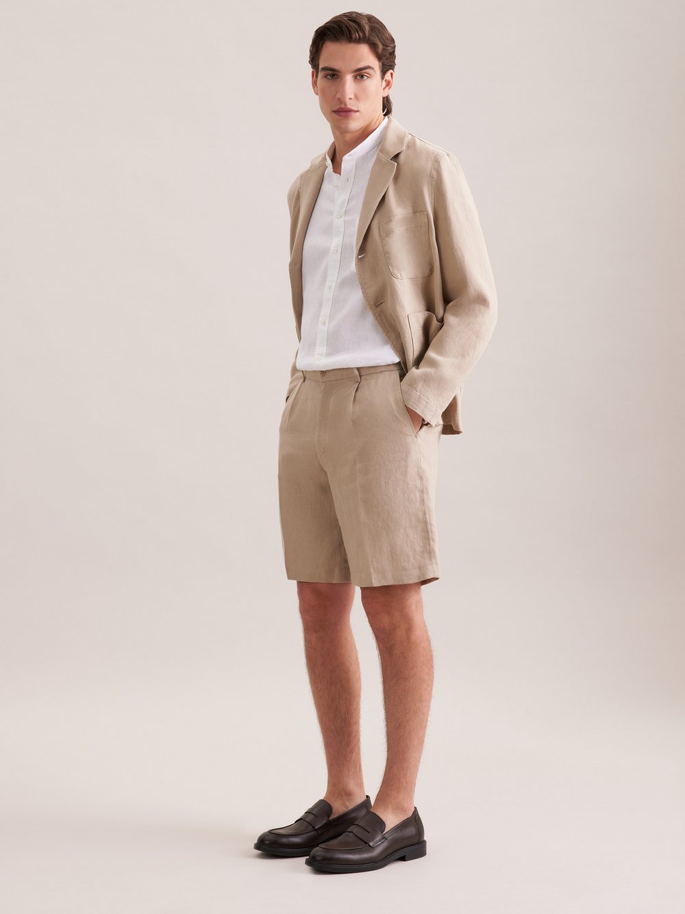 Seidensticker Shorts Herren Leinen beige, 48