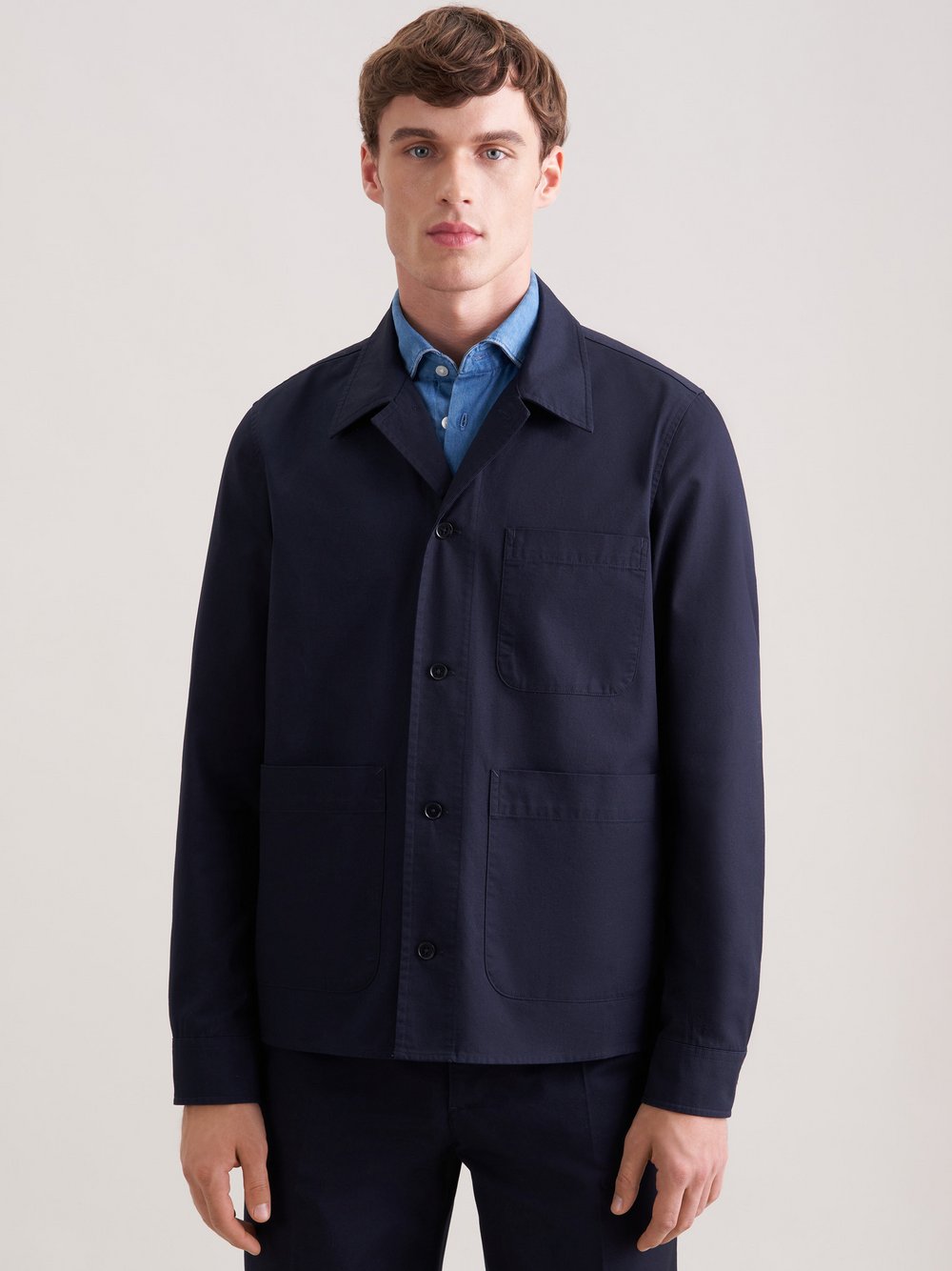 Seidensticker Hemdjacke Herren Regular Fit Baumwolle blau, S