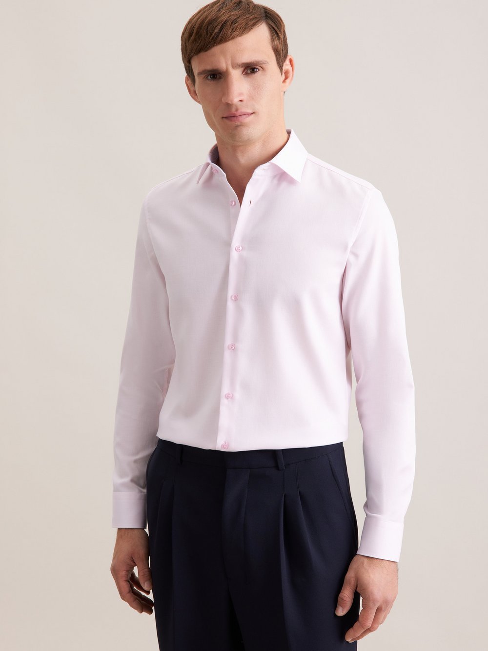 Seidensticker Business Hemd Herren Slim Fit Baumwolle rosa strukturiert, 43