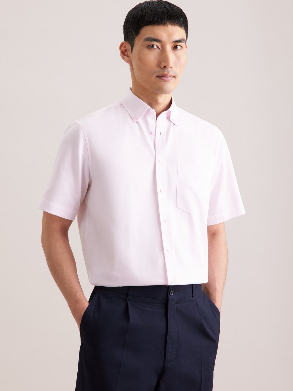 Thumbnail - Seidensticker Business Hemd Herren Regular Fit Baumwolle rosa strukturiert, 42