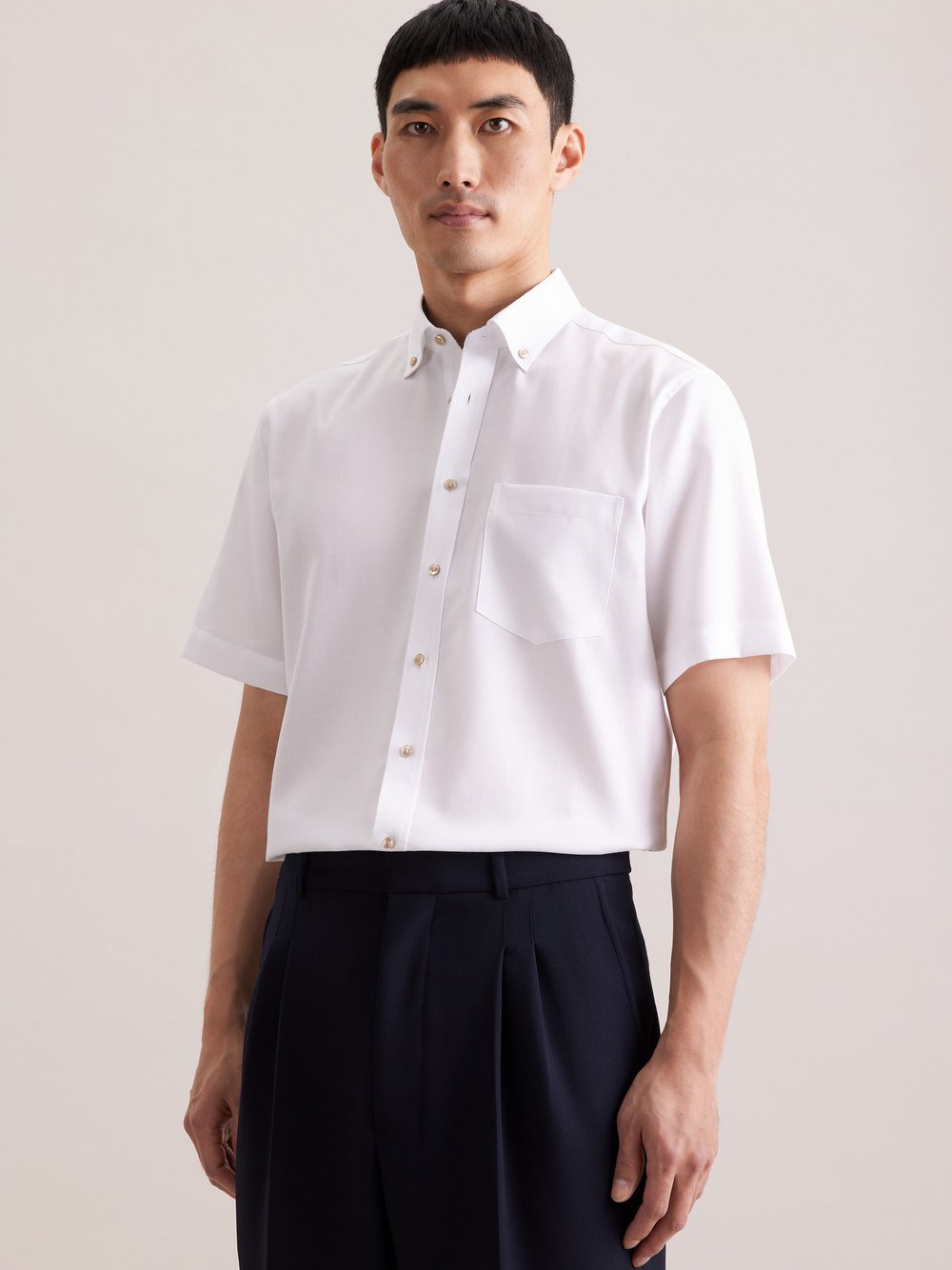 Thumbnail - Seidensticker Business Hemd Herren Regular Fit Baumwolle weiß strukturiert, 44