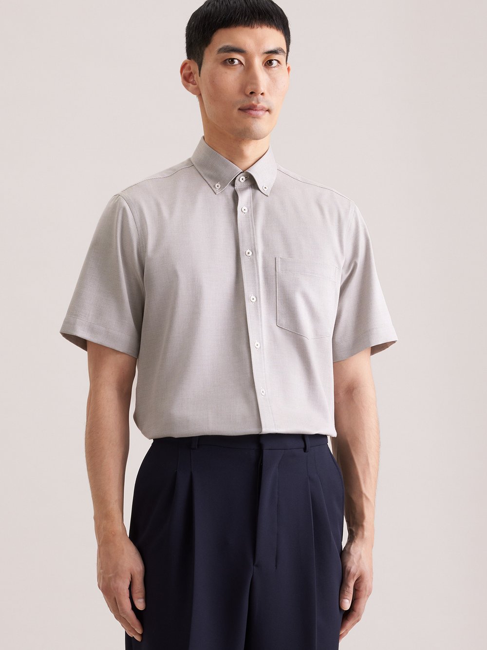 Seidensticker Business Hemd Herren Regular Fit Baumwolle grau strukturiert, 47