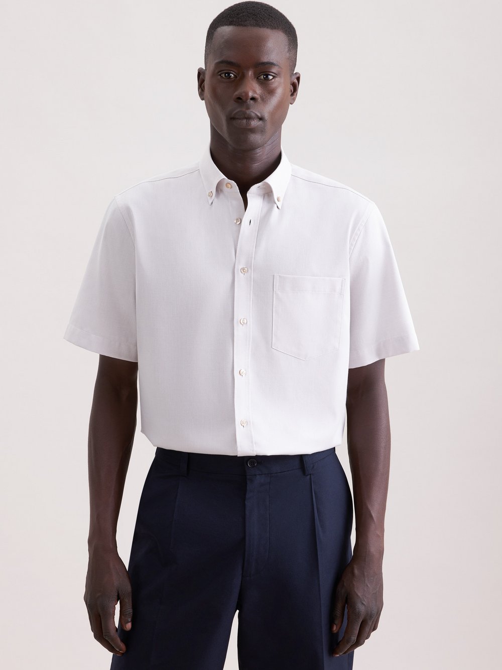 Seidensticker Business Hemd Herren Regular Fit Baumwolle beige strukturiert, 47