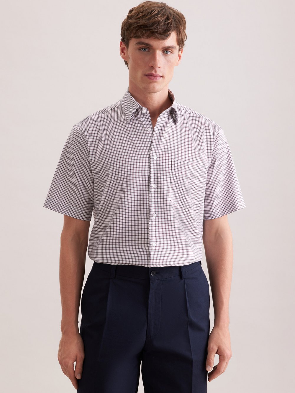 Thumbnail - Seidensticker Business Hemd Herren Regular Fit Baumwolle braun kariert, 40