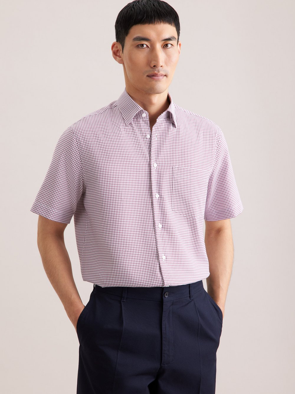 Seidensticker Business Hemd Herren Regular Fit Baumwolle pink kariert, 43