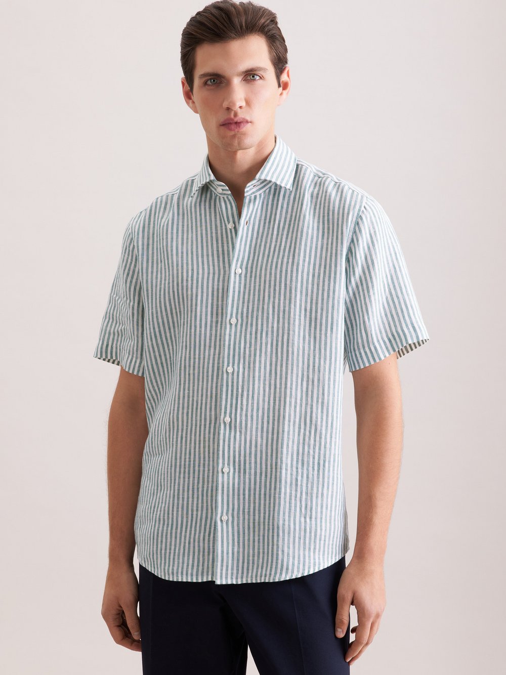 Thumbnail - Seidensticker Leinenhemd Herren Regular Fit mehrfarbig gestreift, 42