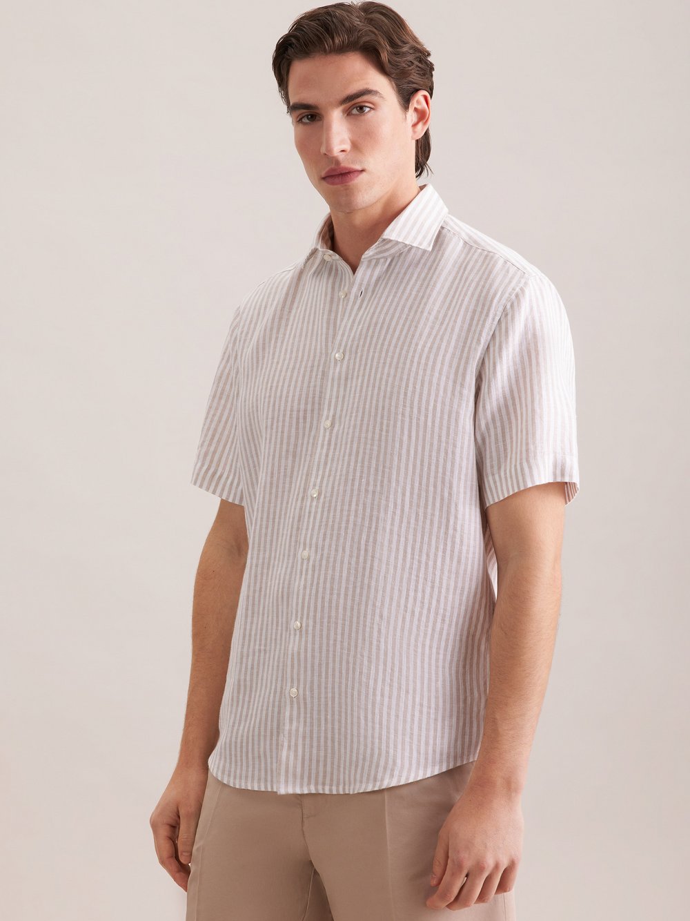 Thumbnail - Seidensticker Leinenhemd Herren Regular Fit mehrfarbig gestreift, 39