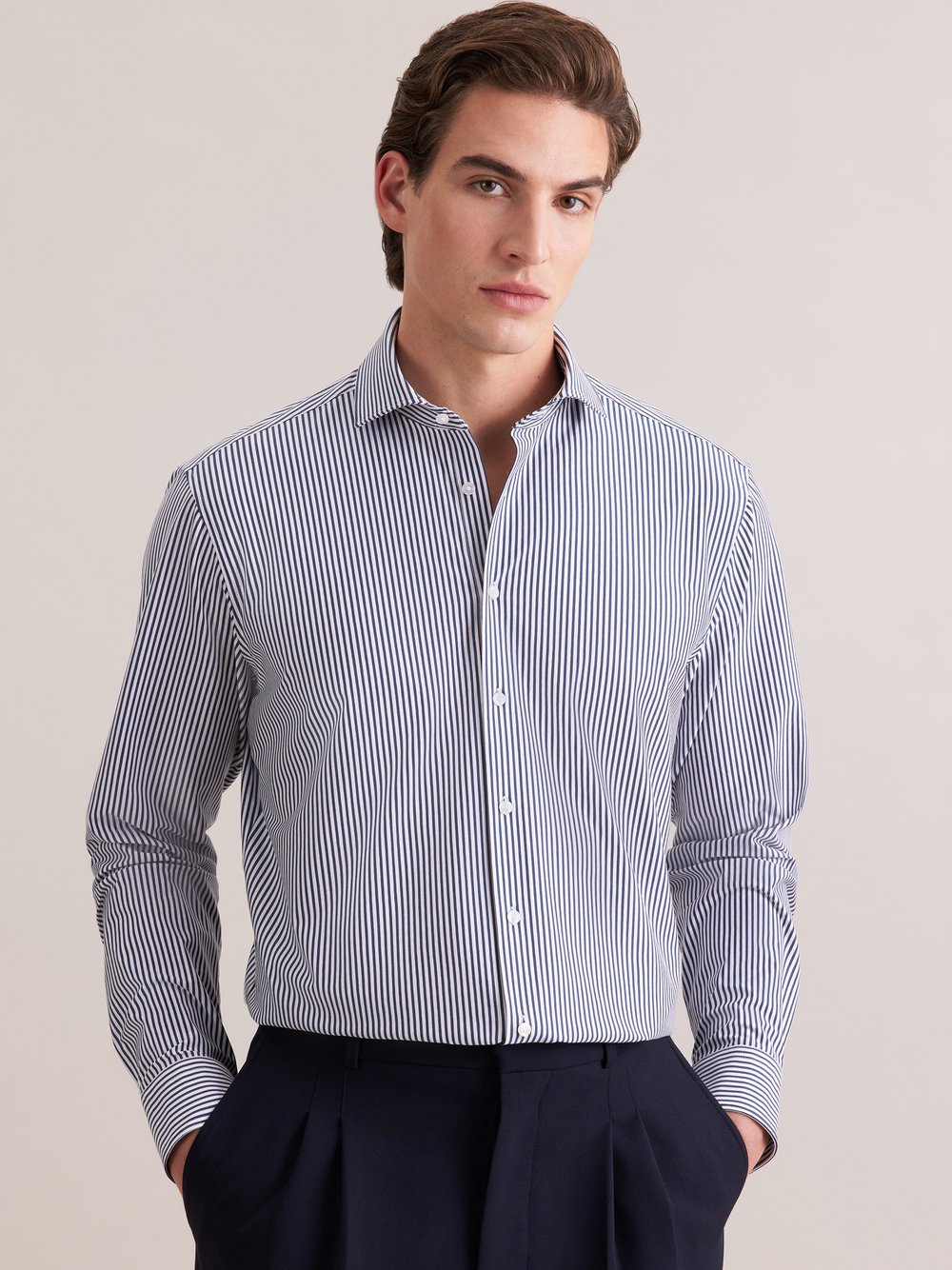 Thumbnail - Seidensticker Jerseyhemd Herren Regular Fit Baumwolle mehrfarbig gestreift, 38