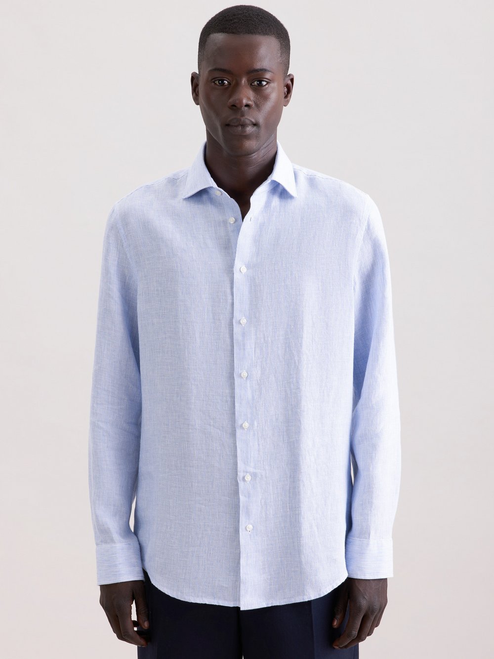 Thumbnail - Seidensticker Leinenhemd Herren Slim Fit blau gestreift, 37