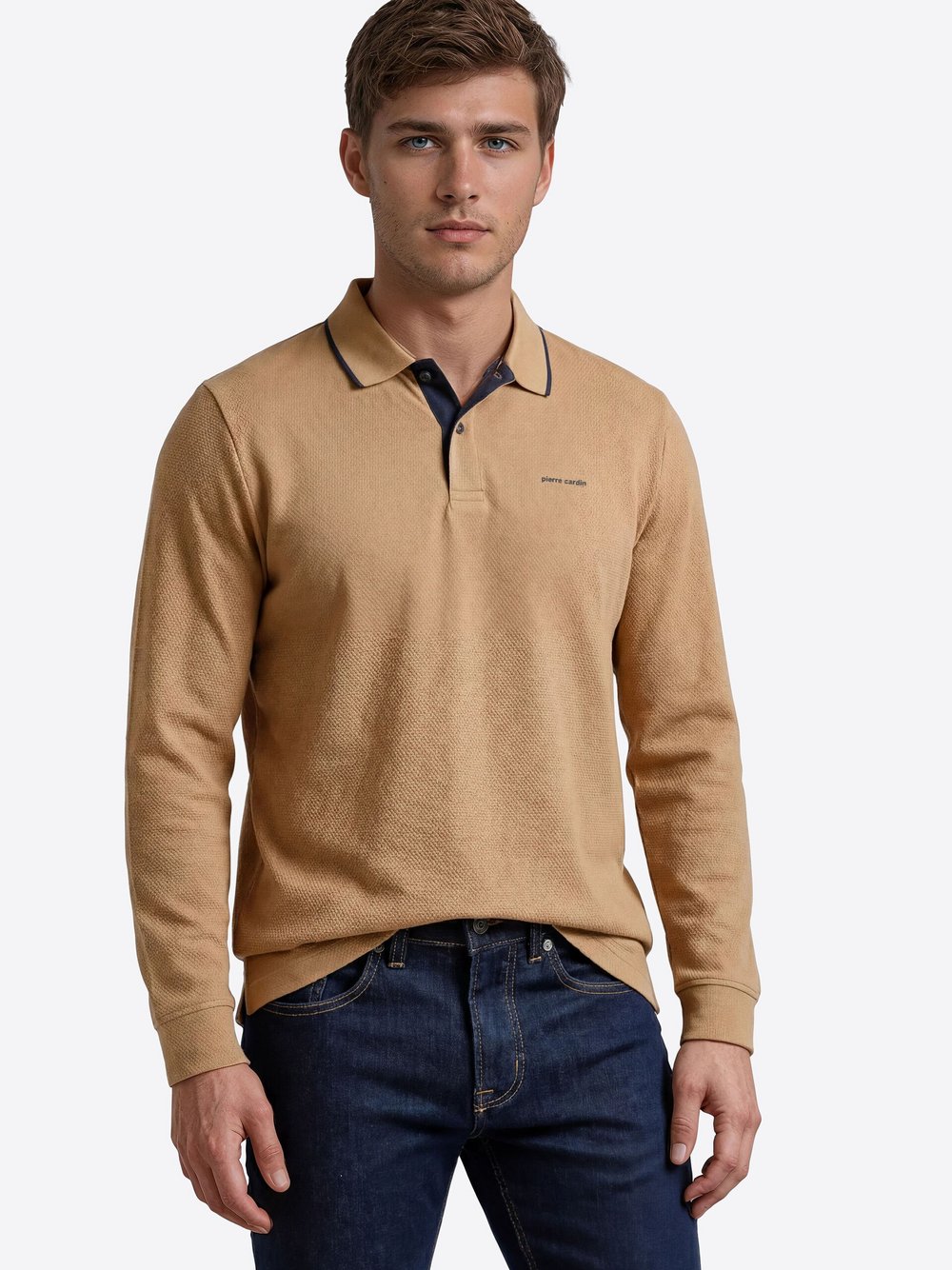 Pierre Cardin Langarmshirt Herren Baumwolle braun, XL