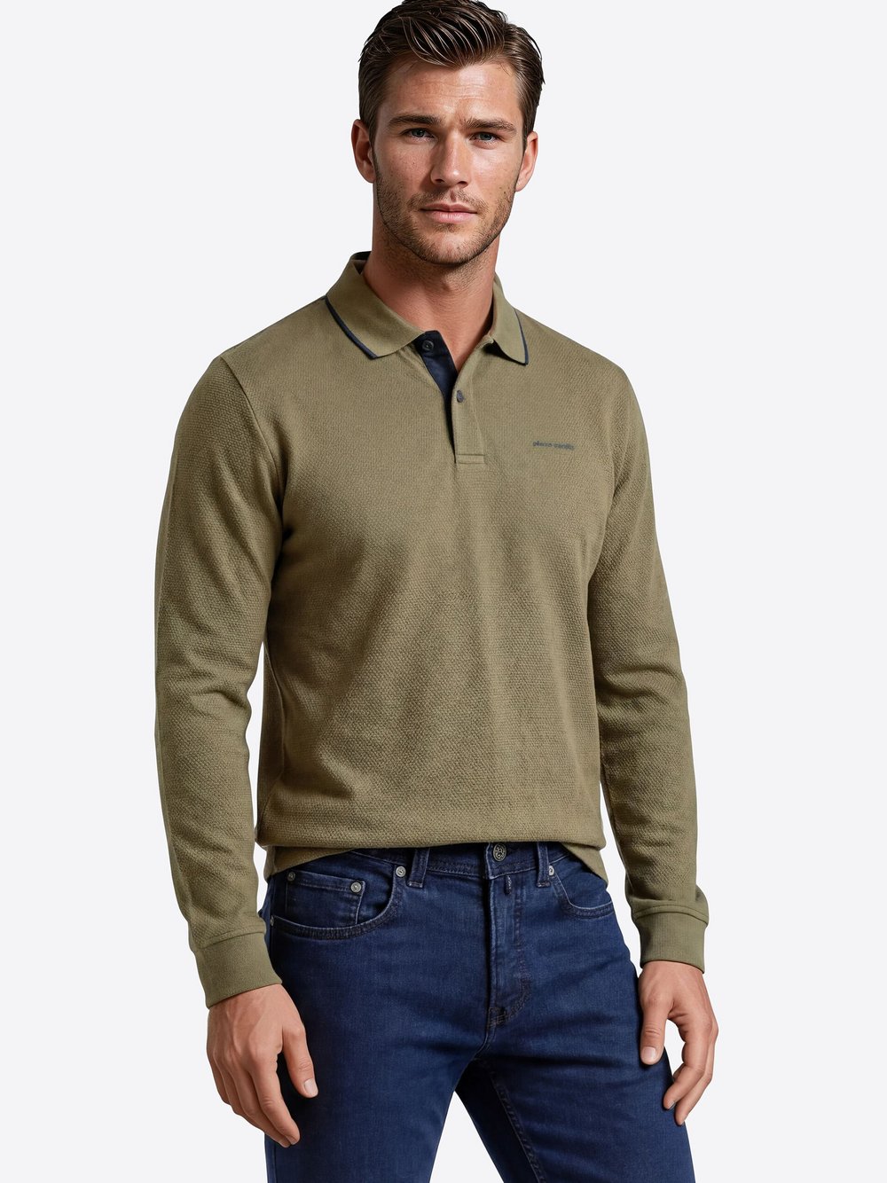 Pierre Cardin Langarmshirt Herren Baumwolle grün, L