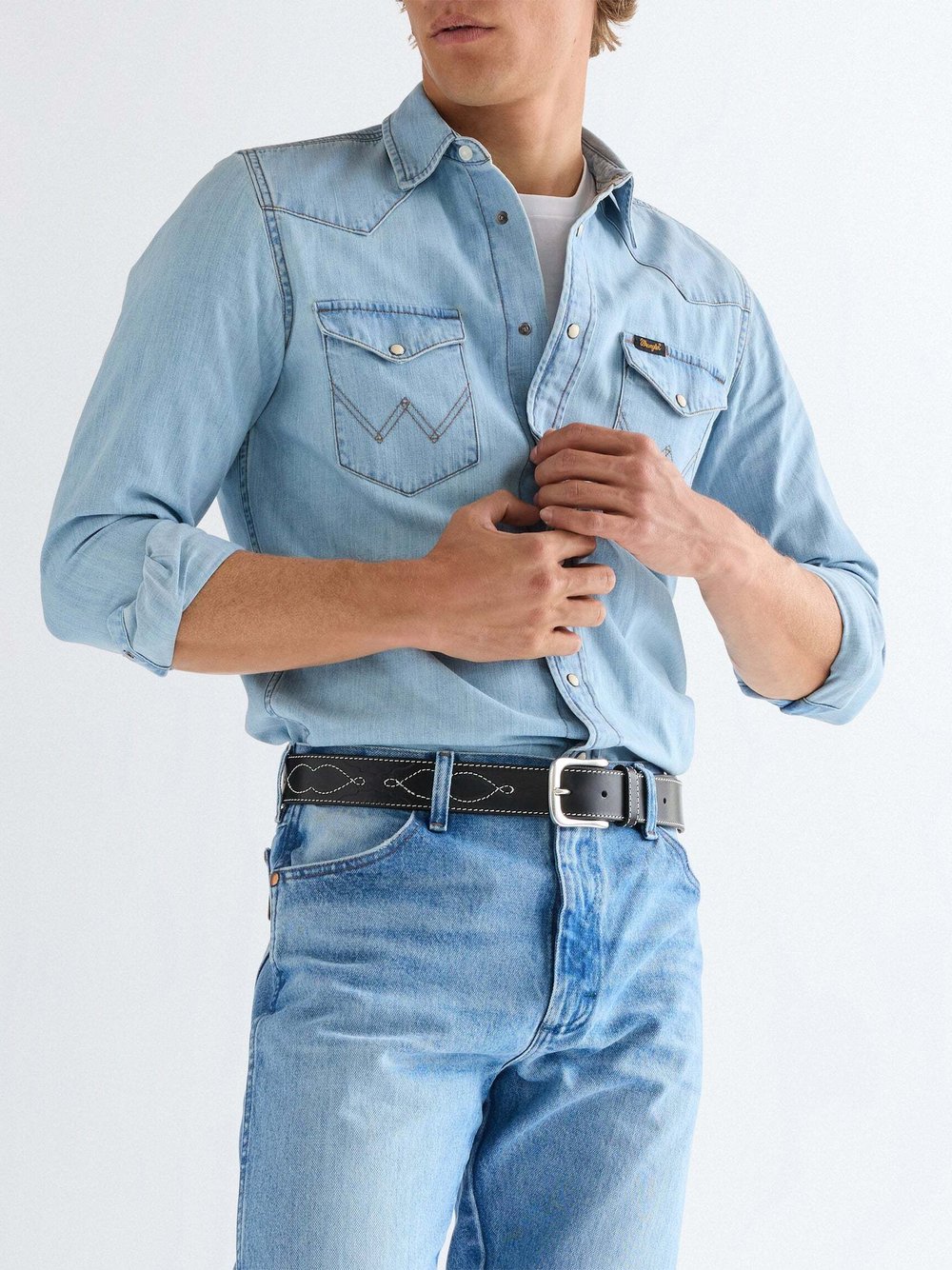 Wrangler Gürtel Herren Leder schwarz, 85