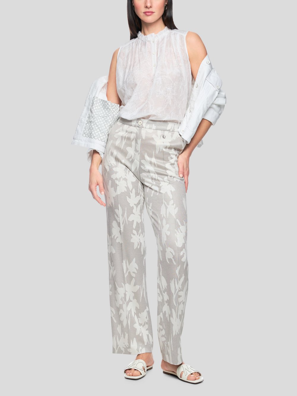 Marc Cain Hose Damen Viskose grau gemustert, 46