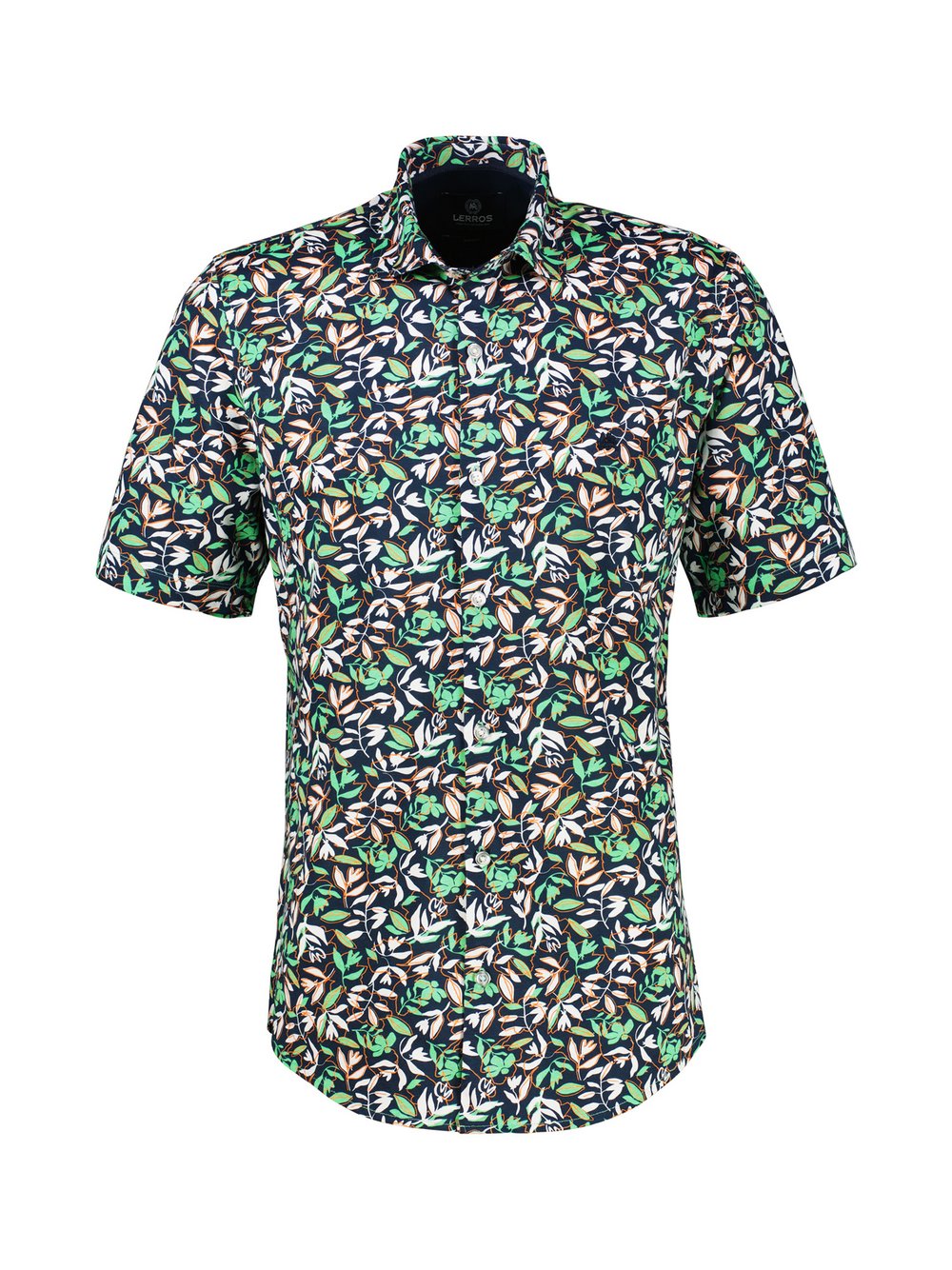 Thumbnail - LERROS Kurzarmhemd Herren Regular Fit Baumwolle grün bedruckt, 4XL