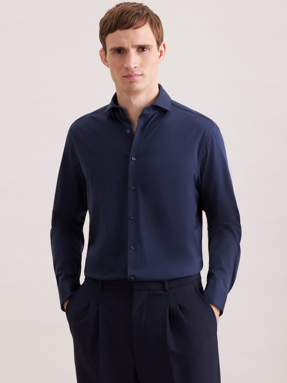 Seidensticker Jerseyhemd Herren Regular Fit Baumwolle blau, 42