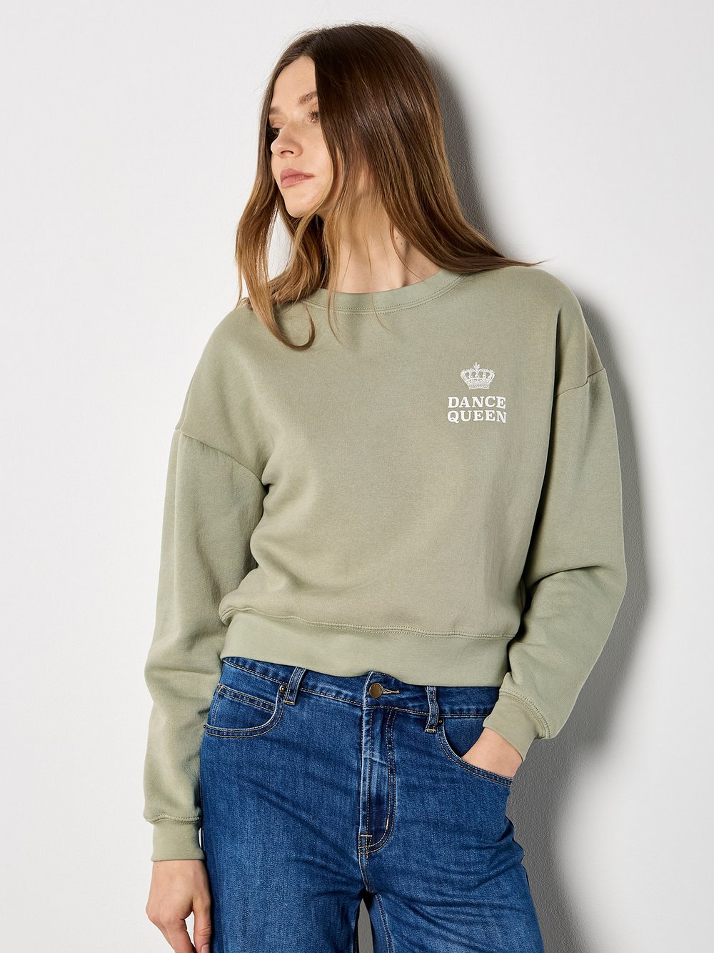 Thumbnail - Apricot Sweatshirt Damen grün bedruckt, 8