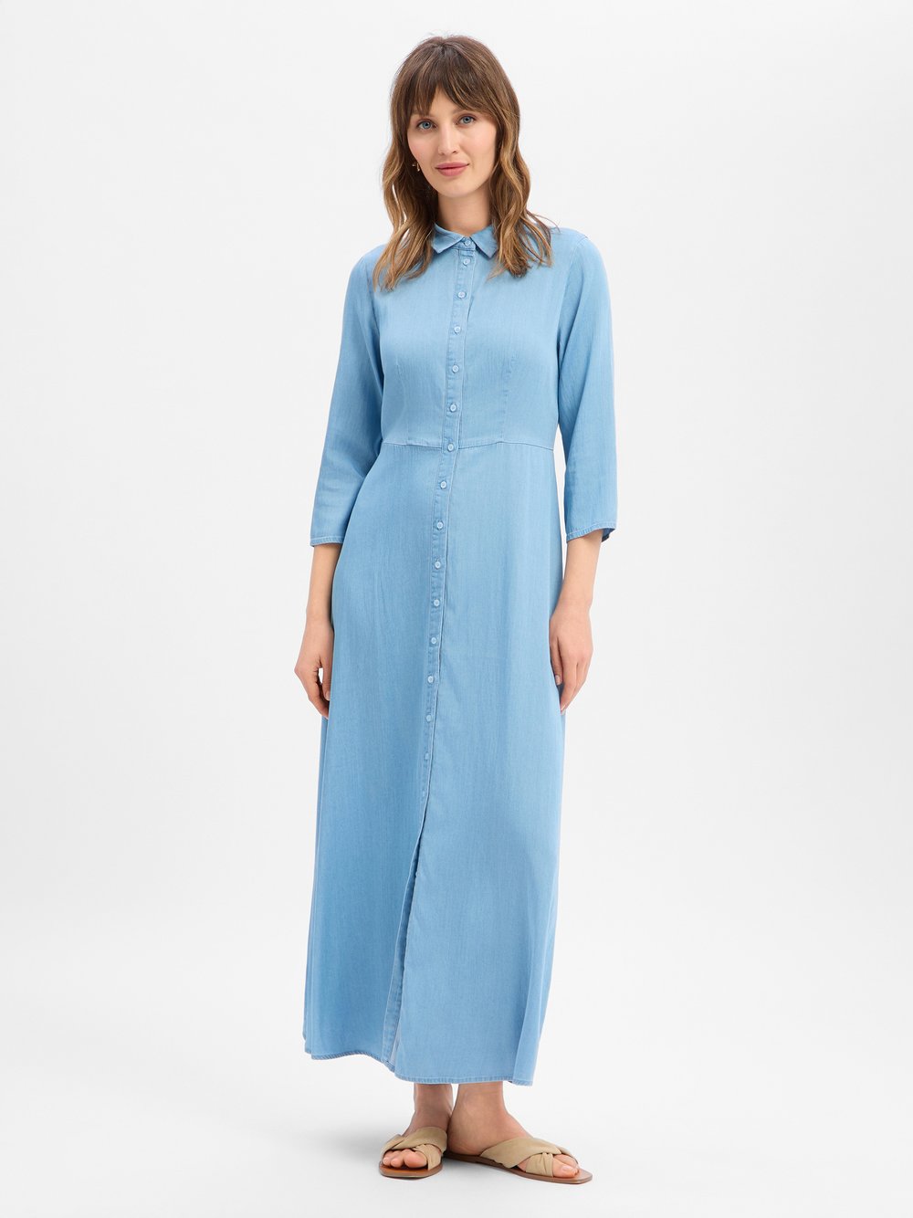 VAN GRAAF Y.a.s Damen Light Stone Blusenkleid Lyocell Blau, Größe 34