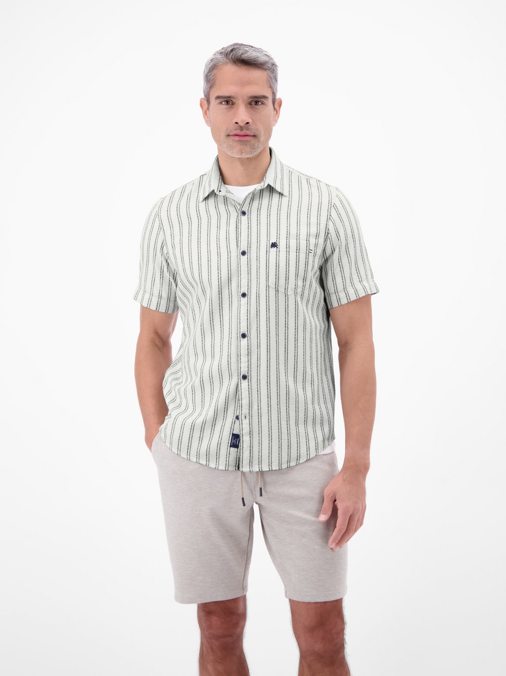 LERROS Kurzarmhemd Herren Regular Fit Baumwolle weiß gestreift, XXXL