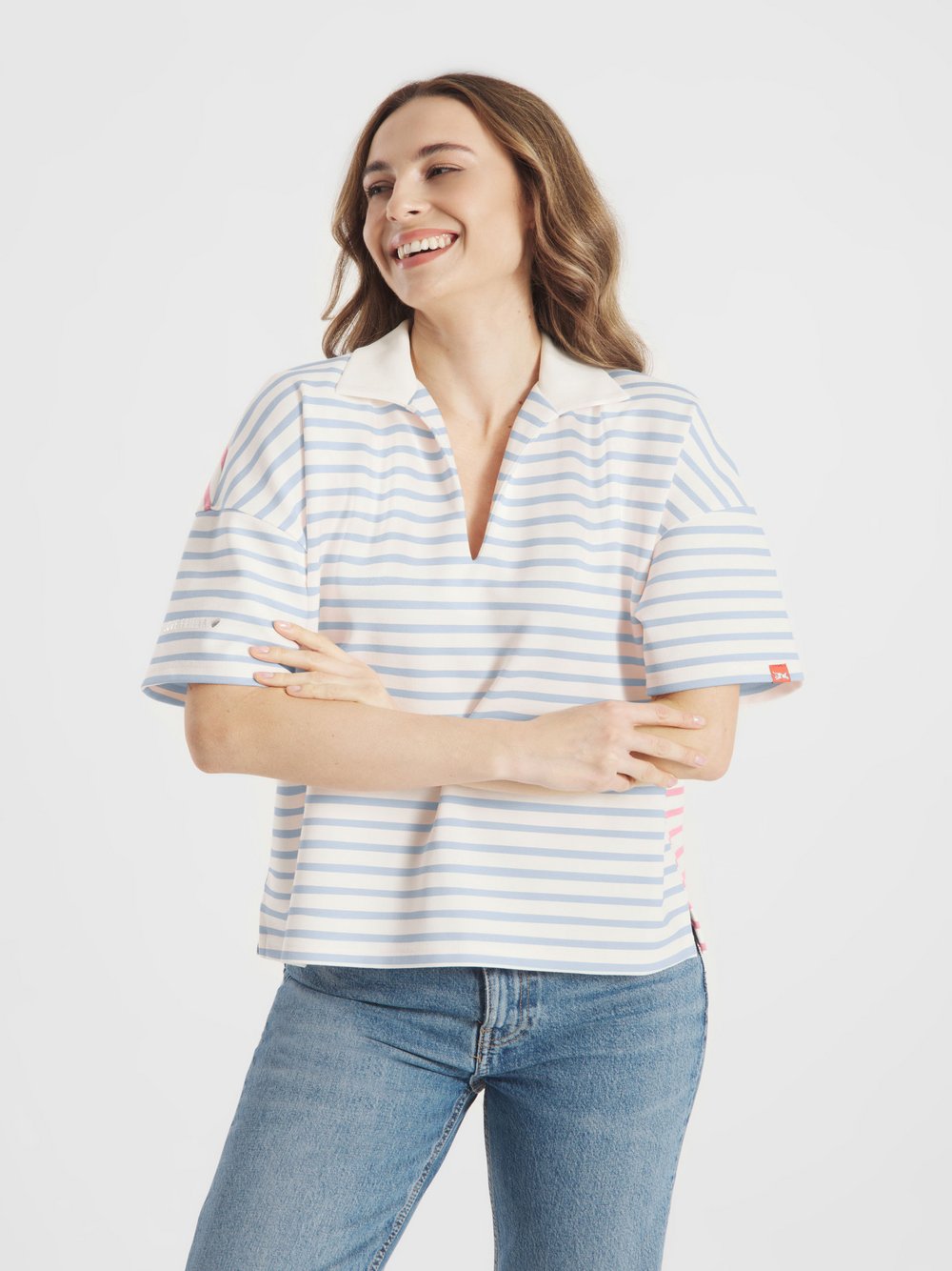 Thumbnail - Frieda & Freddies T-Shirt Damen Viskose blau gestreift, 42