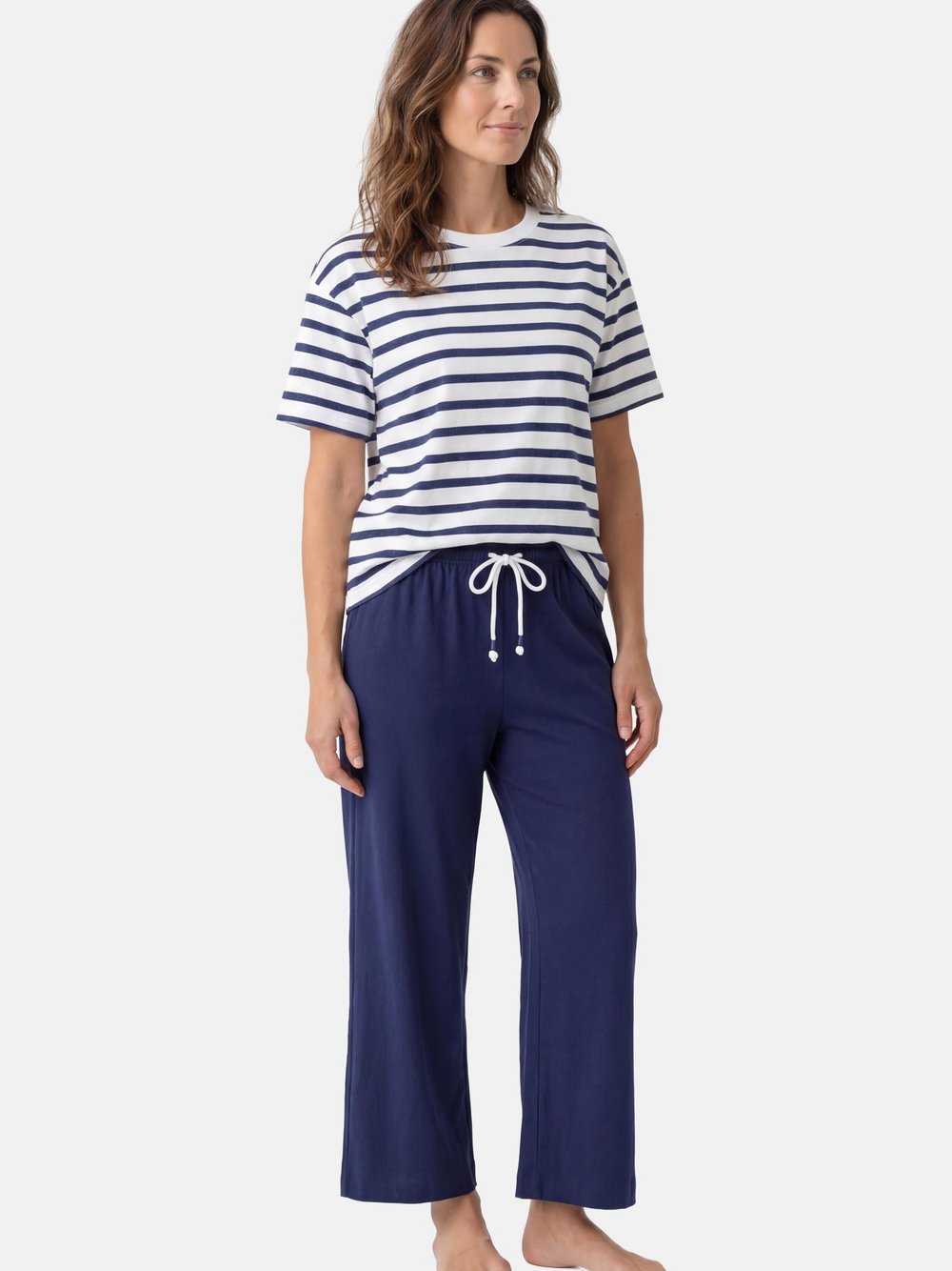 Thumbnail - Mey Schlafanzug Damen Baumwolle blau gestreift, XS