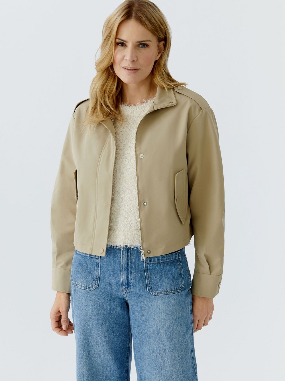 Oui Blouson Damen Baumwolle beige, 40