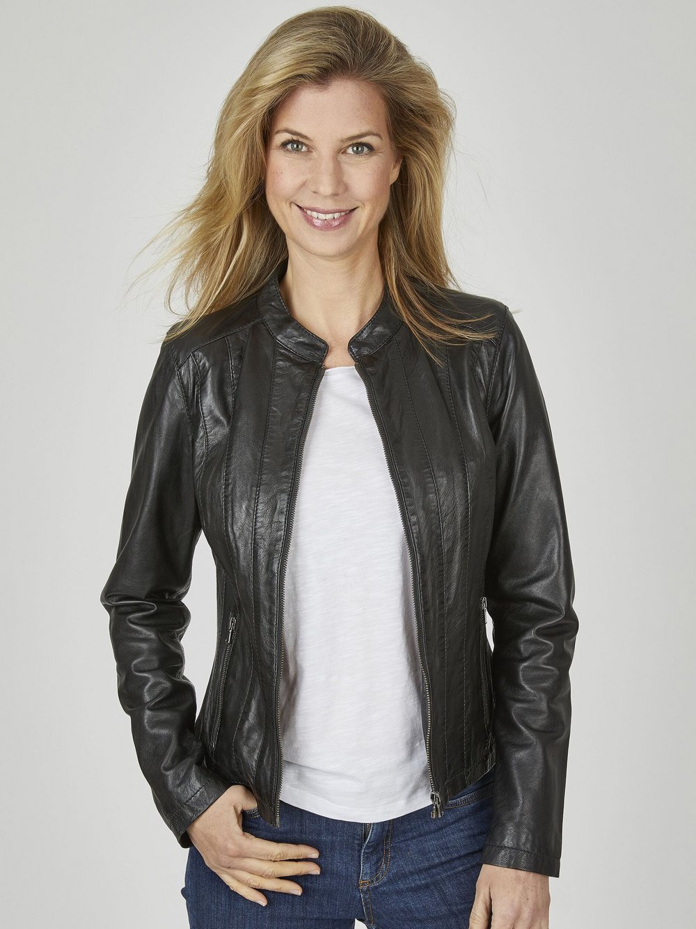 Thumbnail - 7 eleven Lederjacke Damen schwarz, 46