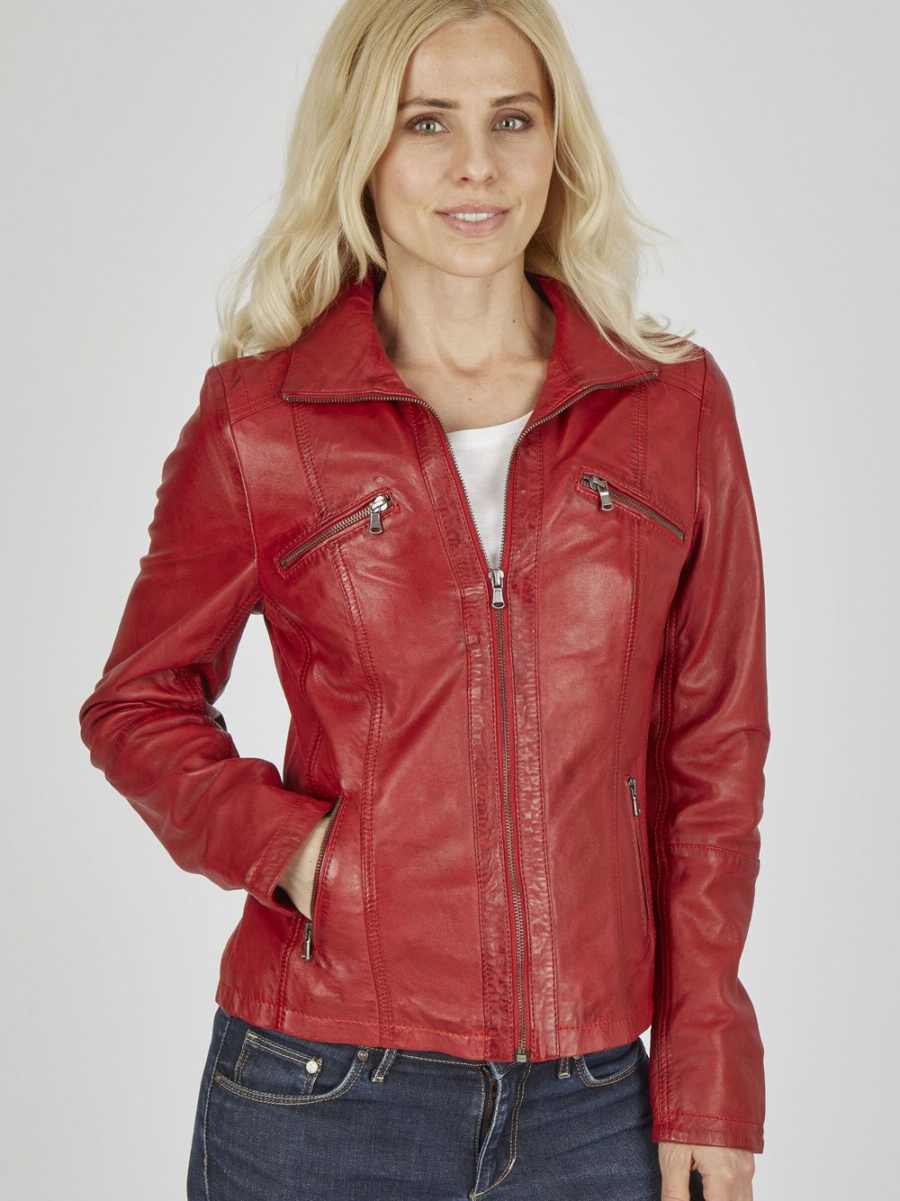 Thumbnail - 7 eleven Lederjacke Damen rot, 36
