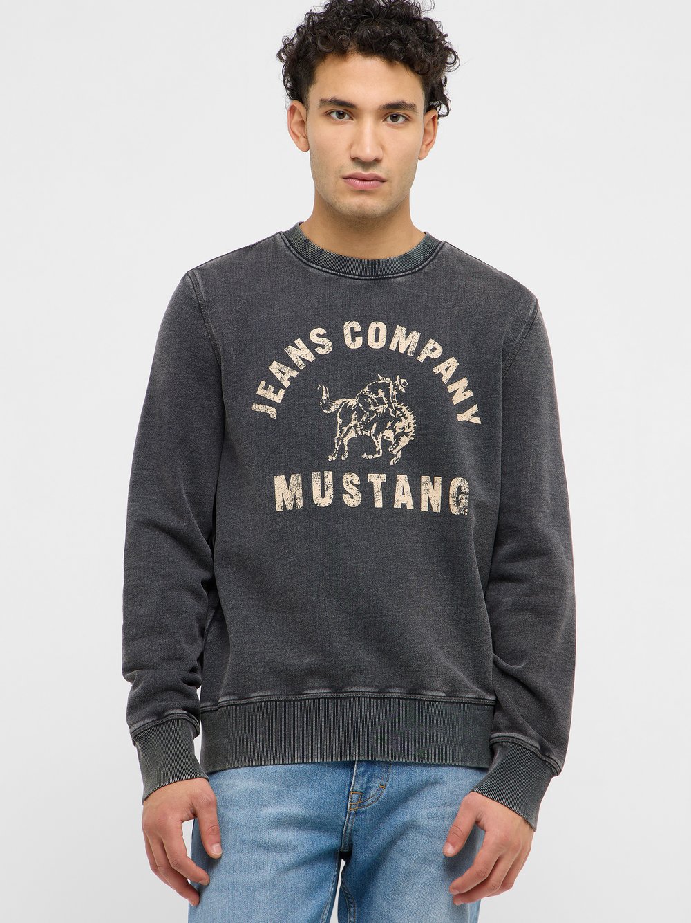 Mustang Sweatshirt Herren Baumwolle grau bedruckt, L