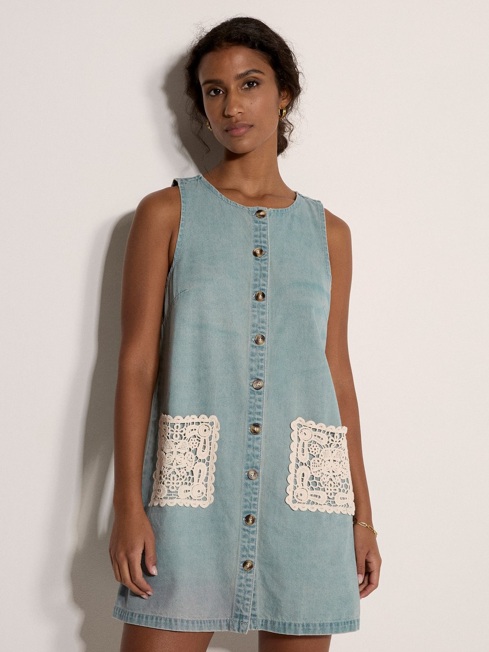 Thumbnail - Apricot Minikleid Damen Baumwolle blau, 40