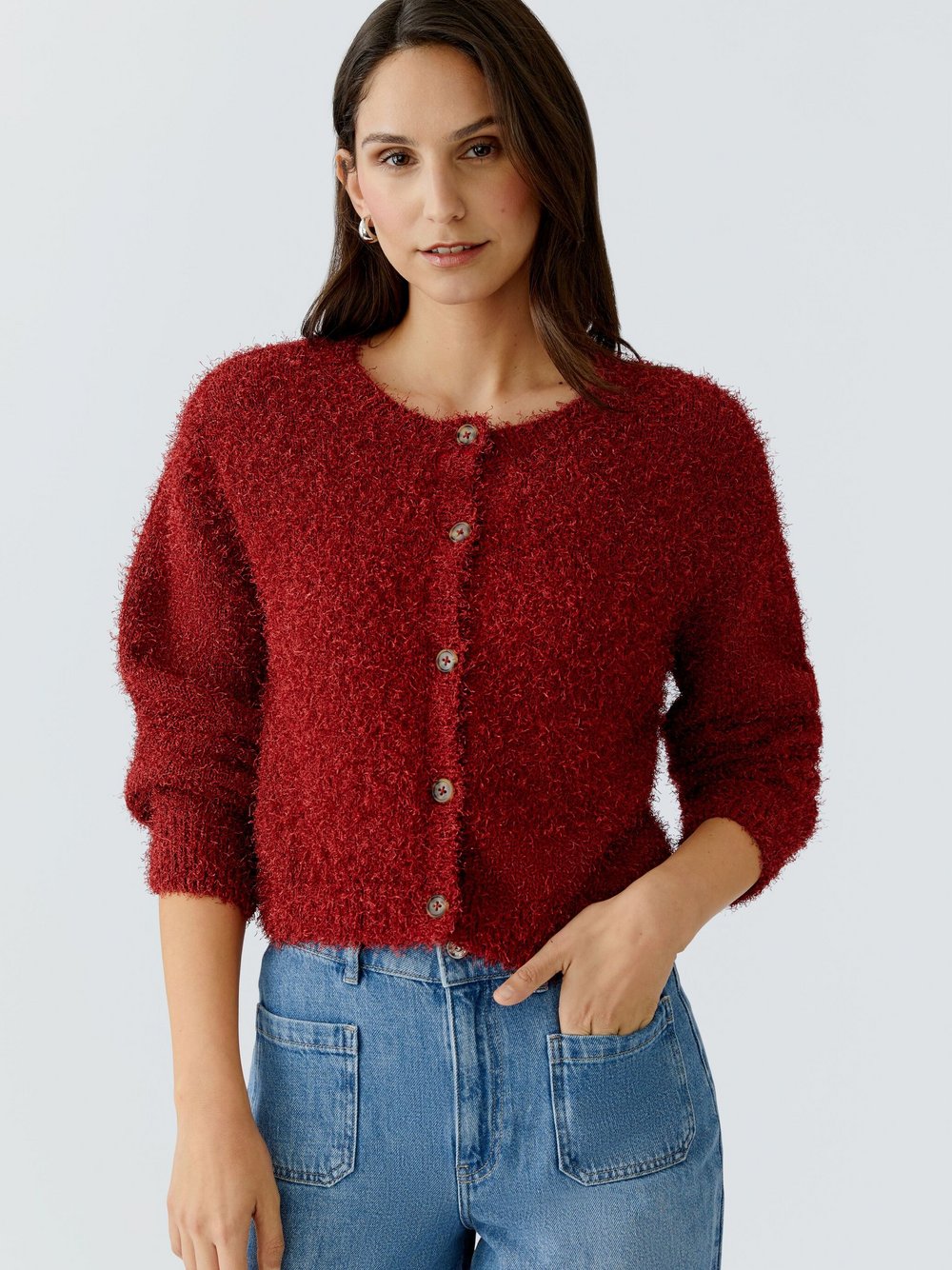 Oui Strickjacke Damen rot, 34