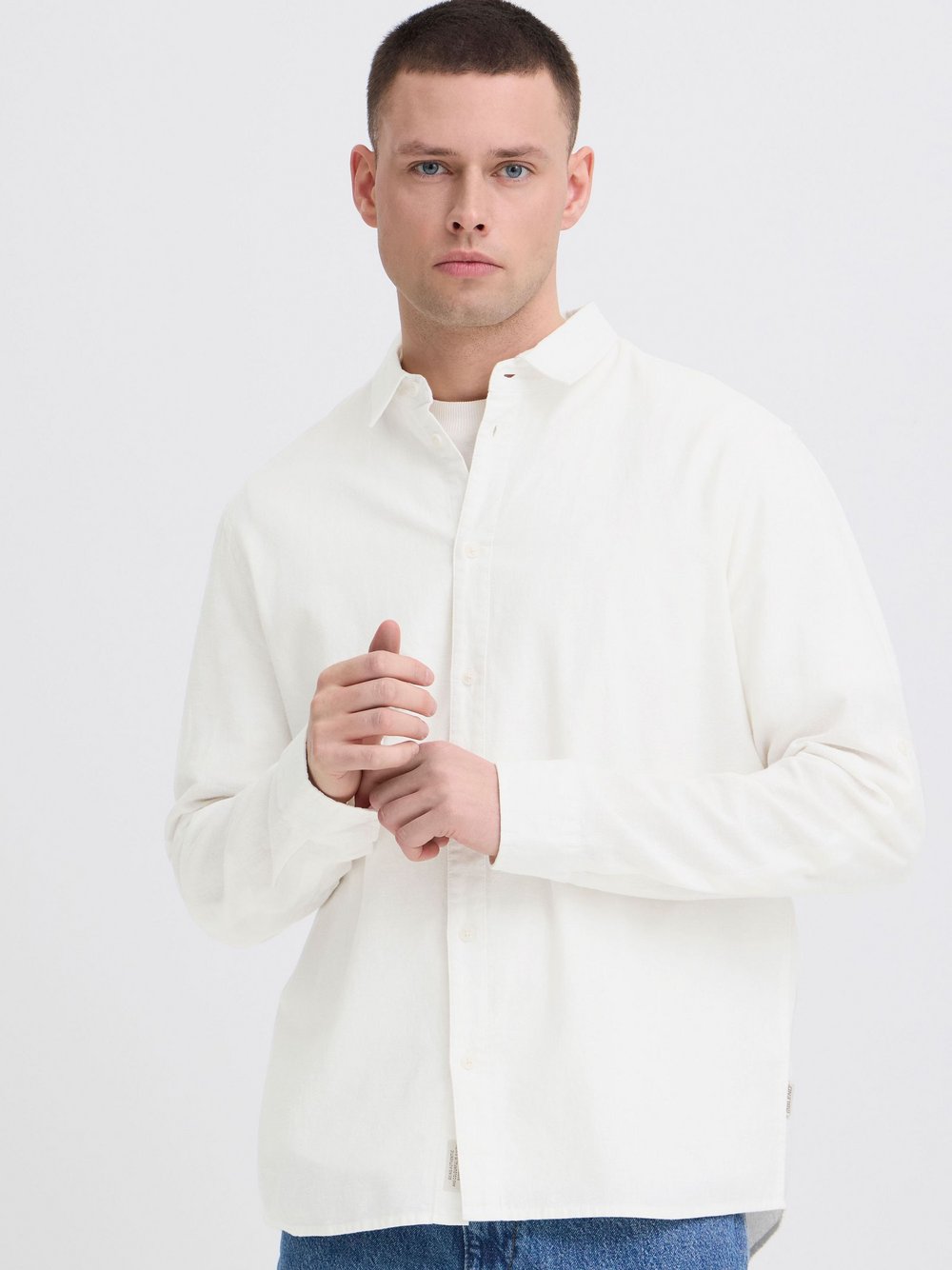 Thumbnail - BLEND Leinenhemd Herren Regular Fit Baumwolle weiß meliert, XXL