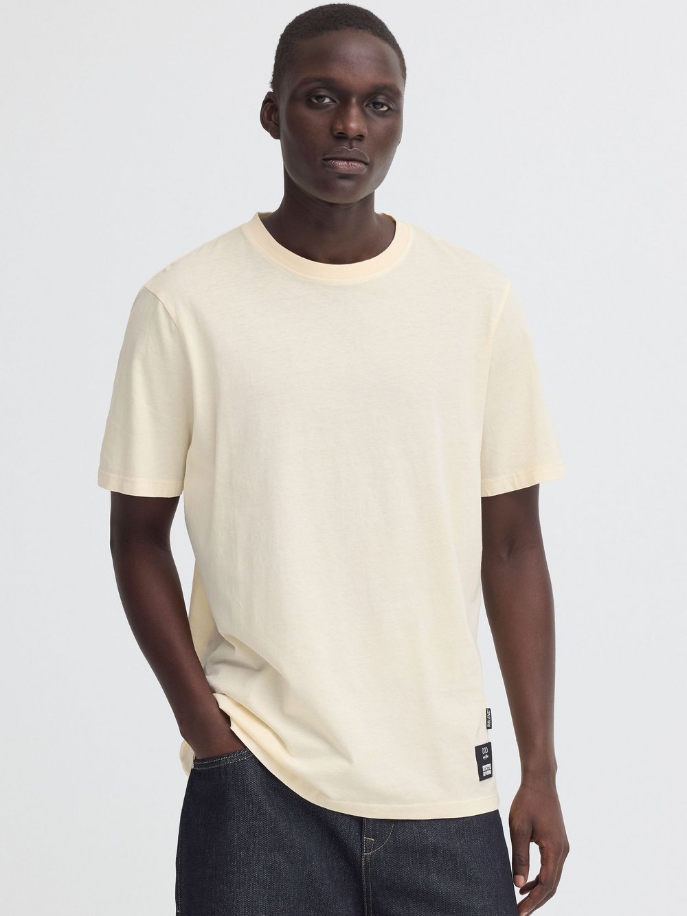 BLEND Rundhalsshirt Herren Baumwolle beige, L