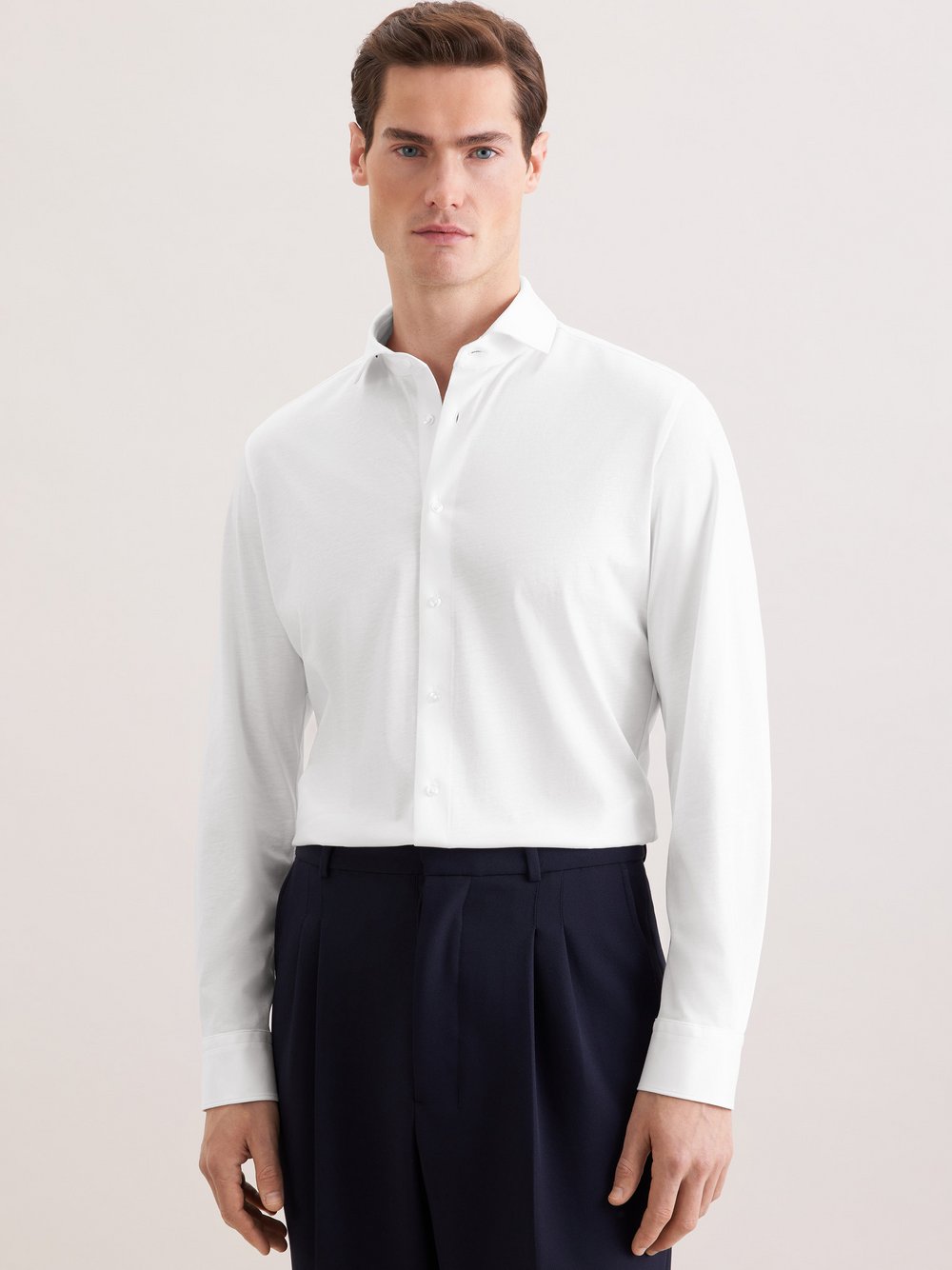 Seidensticker Jerseyhemd Herren Slim Fit Baumwolle weiß, 40