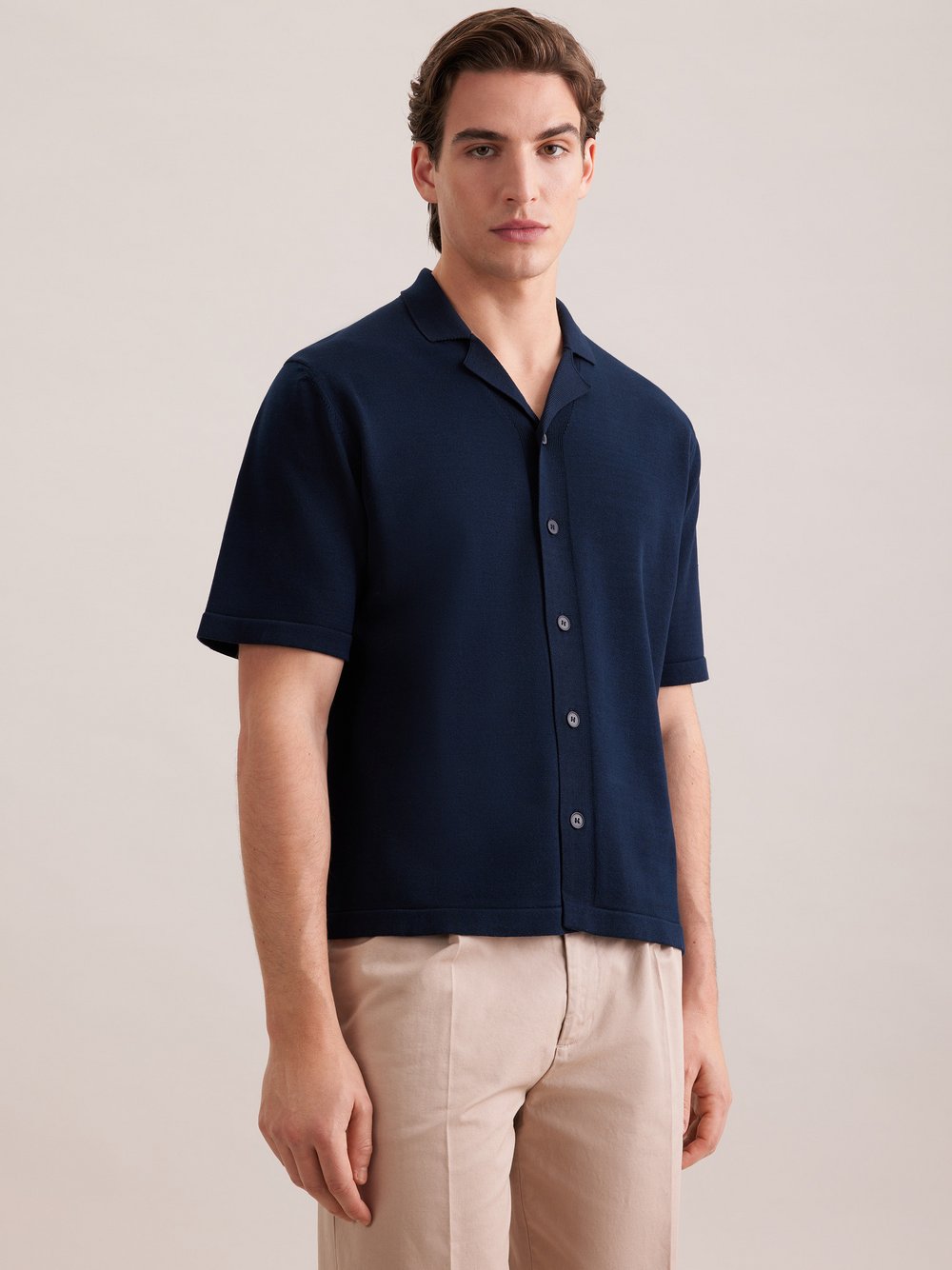 Seidensticker Strickhemd Herren Regular Fit Baumwolle blau, XXL