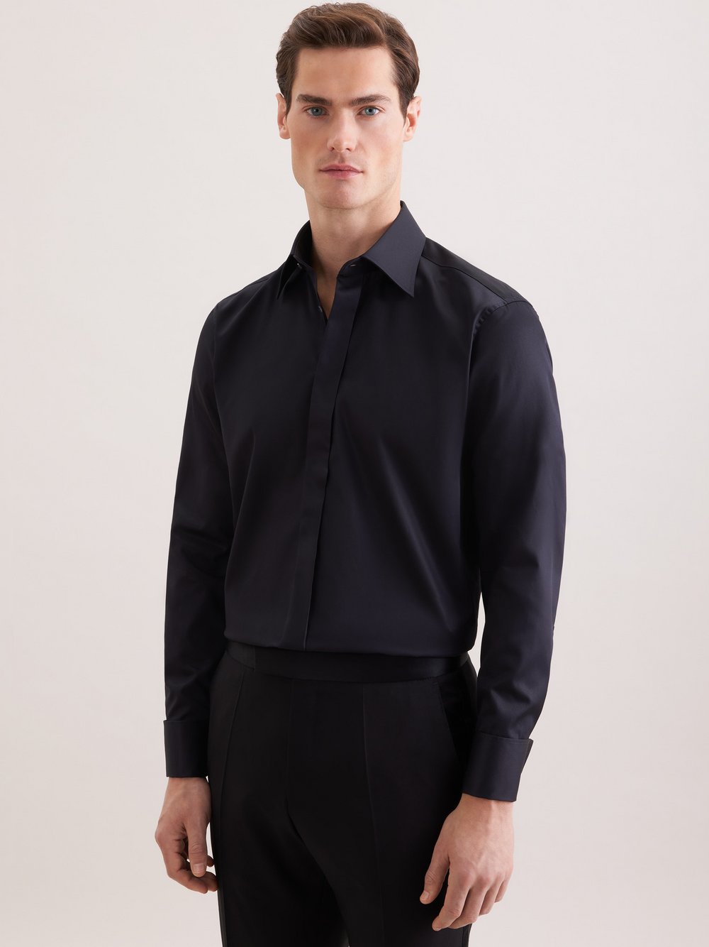 Seidensticker Hemd Herren Regular Fit Baumwolle schwarz, 44