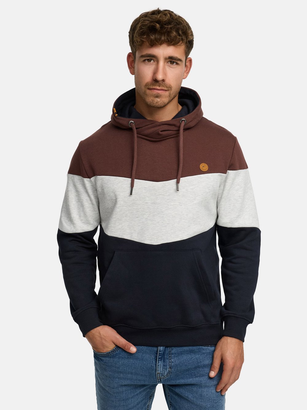 VAN GRAAF Indicode Herren Braun Kapuzenpullover Baumwolle Mehrfarbig, Groß