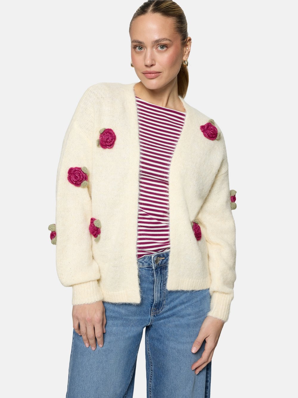 zero Strickjacke Damen Polyamid weiß, M