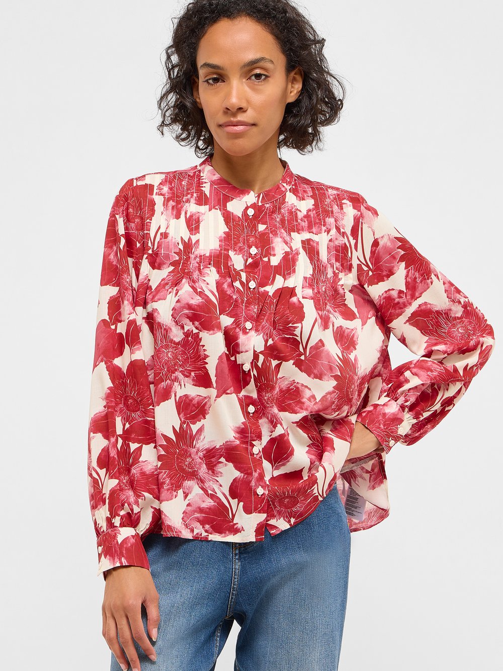 Mustang Bluse Damen Modal rot gemustert, 46