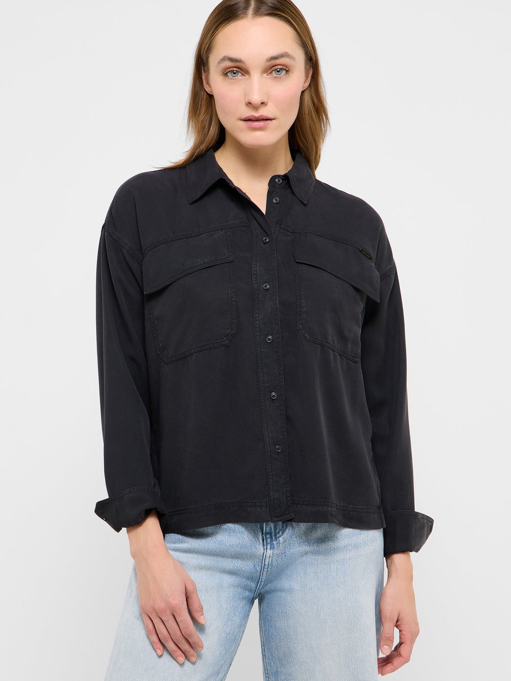 Mustang Bluse Damen Lyocell schwarz, 38